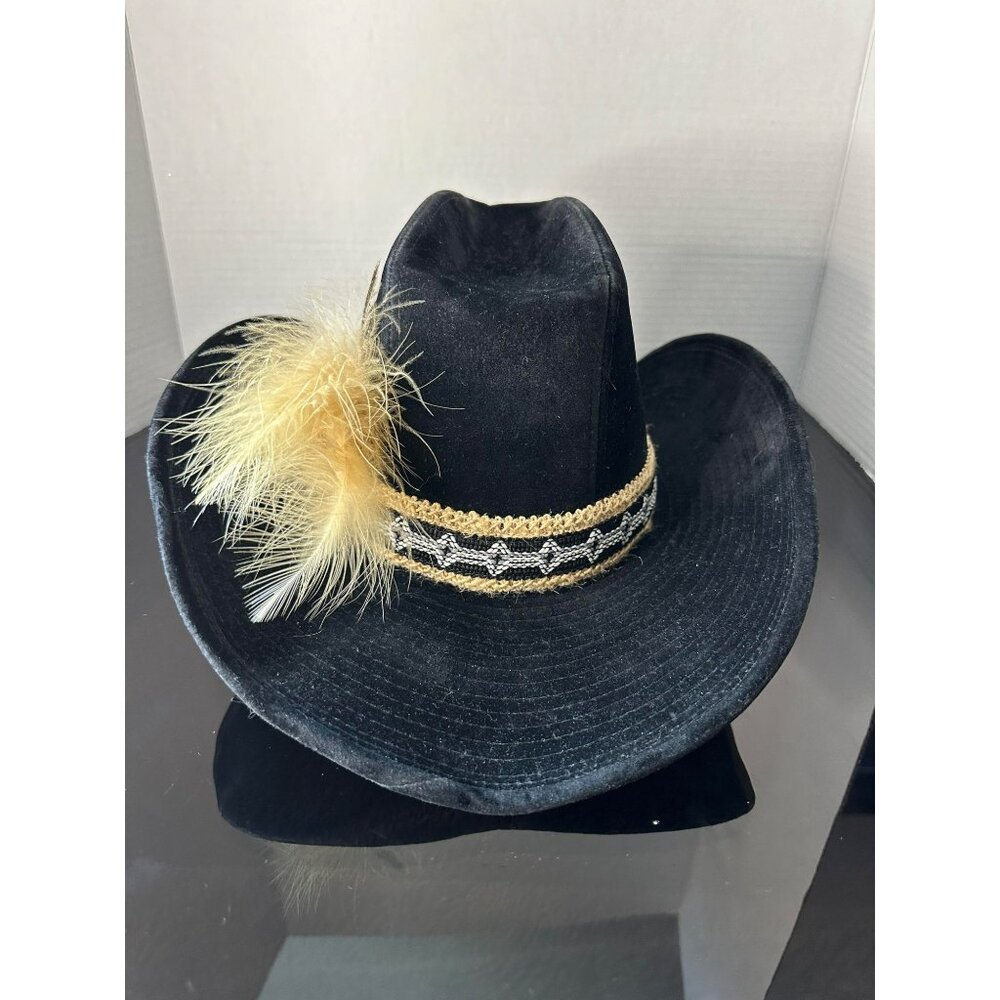 Lanning Cowboy Hat Mens Medium 6 3/4  - 6 7/8 Feathers Tall Western Vintage